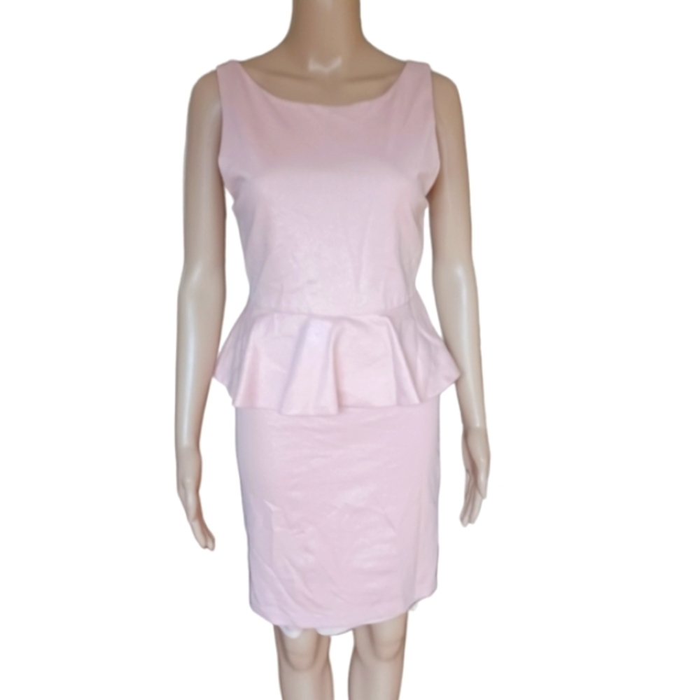 Alice + Olivia Womens Sleeveless Peplum Dress Pink Shimmer Knee Length Size 4